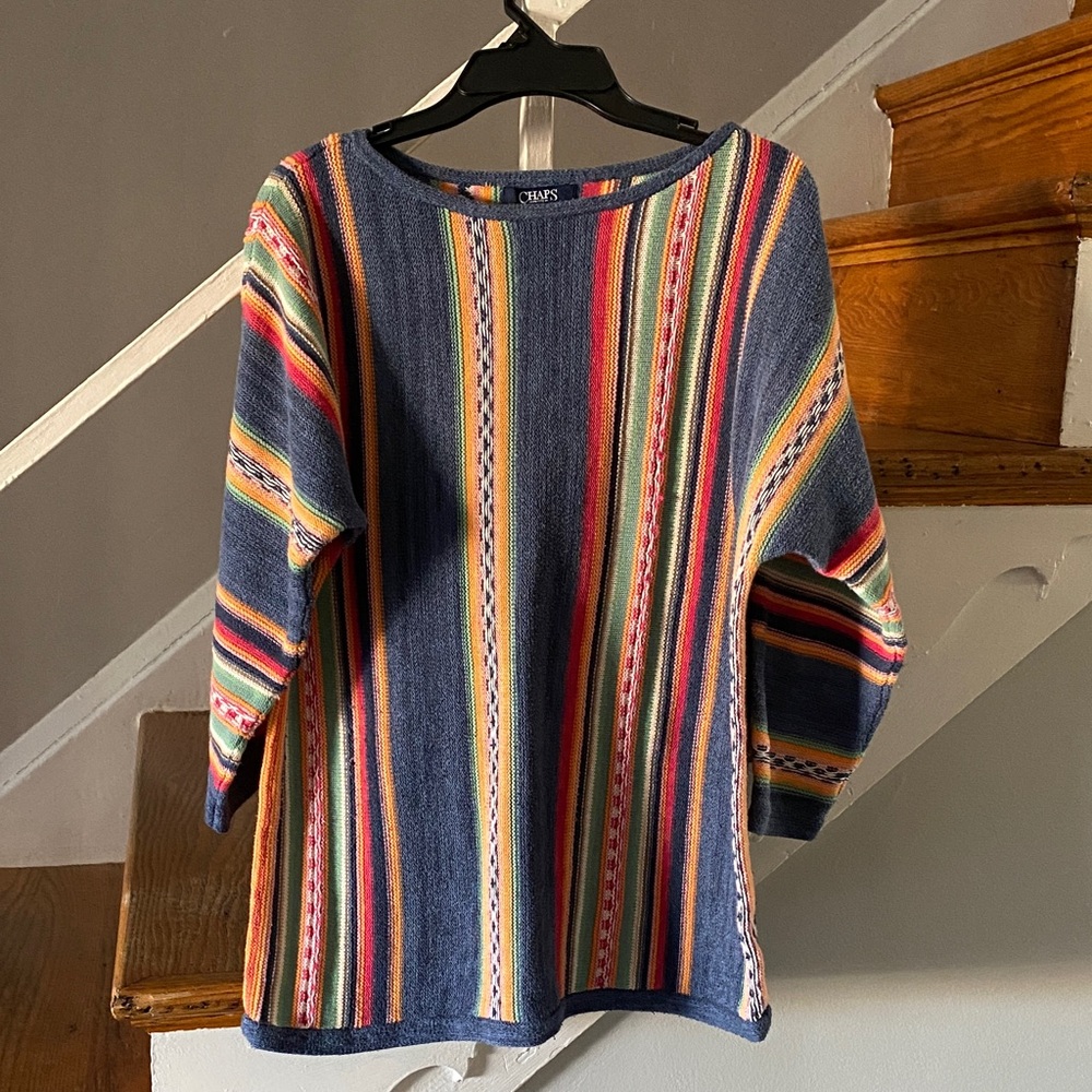 Chaps Colorful Striped Crew Neck Sweater